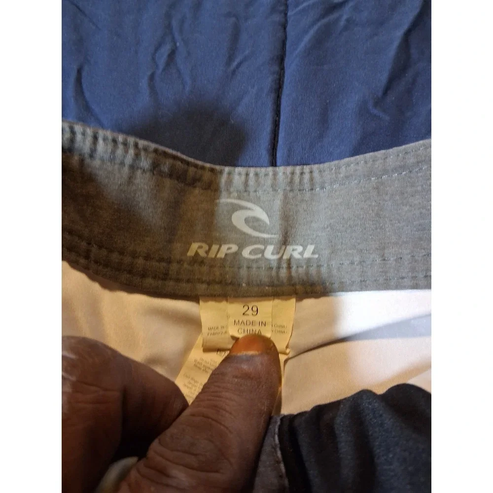 Rip Curl Mens Board Shorts Blue Charcoal Striped Swim Trunks Size‎ 29
